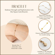 14K Yellow Gold Square Link Bracelet 7