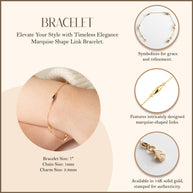 14K Yellow Gold Marquise Shape Link Bracelet 7