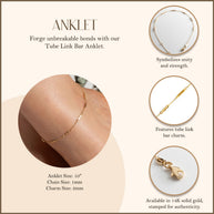 14K Yellow Gold Tube Link Bar Anklet