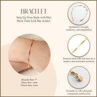 14K Yellow Gold Tube Link Bar Bracelet 7