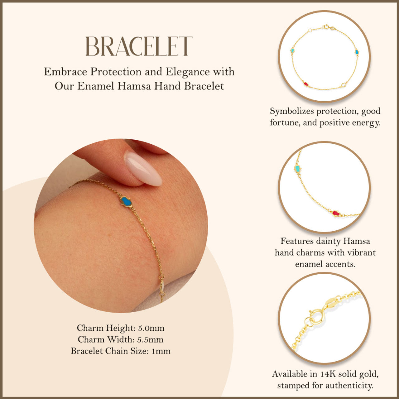 14K Gold Hamsa Bracelet