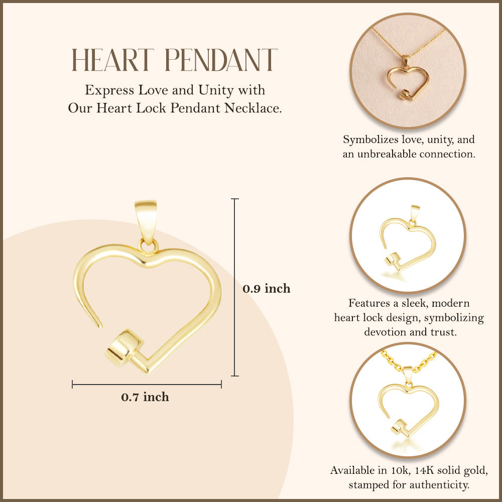 Yellow Gold Heart Nail Pendant Necklace