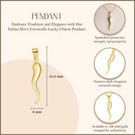 14K Gold Cornicello Italian Horn Pendant Necklace