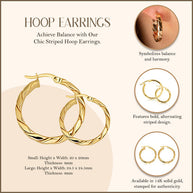 14K Yellow Gold Striped Hoop Earrings (Available in Small/Large)