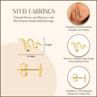 14K Gold Snake Earrings