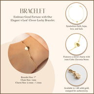 14K Yellow Gold 4 Leaf Clover Lucky Bracelet