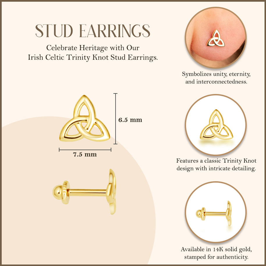 Trinity Knot Earrings in 14K Gold