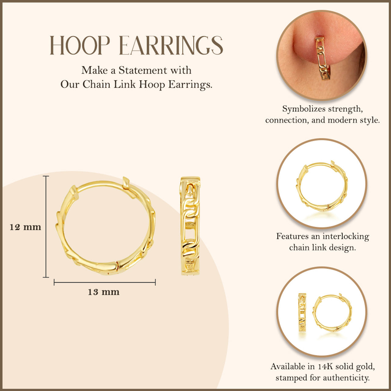 14K Gold Chain Earrings