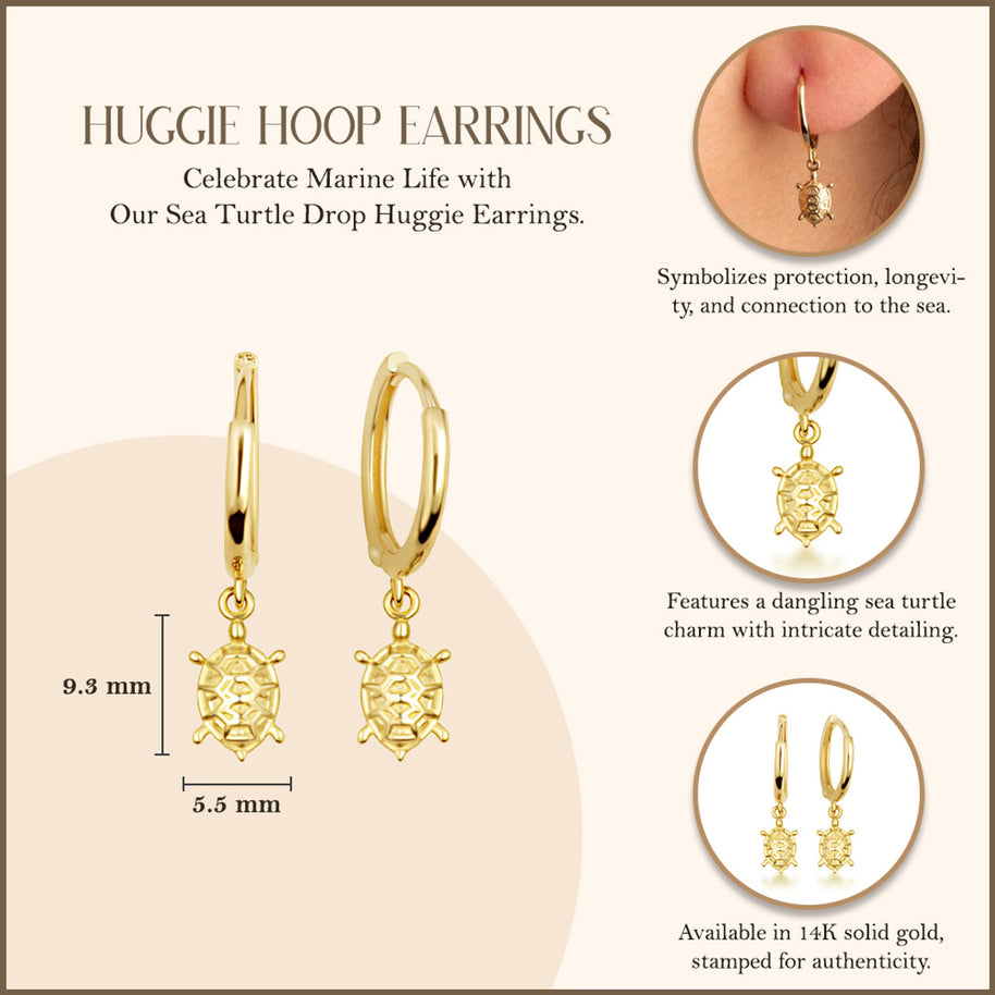 14K Gold Turtle Earrings