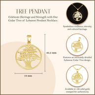 Yellow Gold Cedar Tree of Lebanon Pendant Necklace