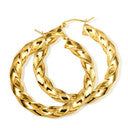 14K Yellow Gold Diamond Cut Twist Hoop Earrings 5.5mm x 37mm