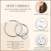 .925 Sterling Silver Tube Hoop Earrings (Available in Small/Medium/Large)