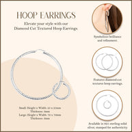 .925 Sterling Silver Diamond Cut Textured Hoop Earrings (Available in Small/Large)
