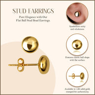 14K Yellow Gold Round Ball Stud Earrings 7mm
