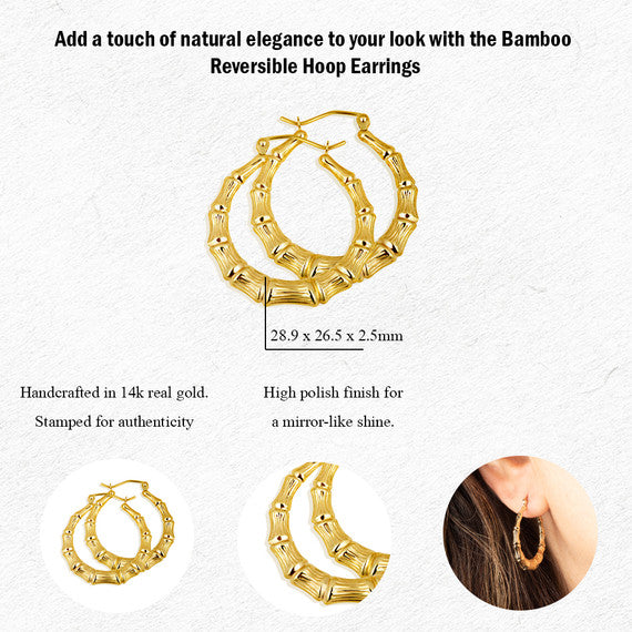 10K/14K Gold Bamboo Hoop Earrings