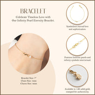 14K Yellow Gold Infinity Pearl Gemstone Eternity Bracelet