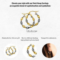14K Two-Tone Gold Twist Hoop Earrings