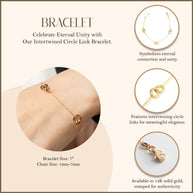 14K Yellow Gold Intertwined Circle Link Eternity Bracelet