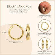 14K Yellow Gold Chevron Hoop Earrings