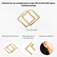 14K Yellow Gold Square Leverback Earrings