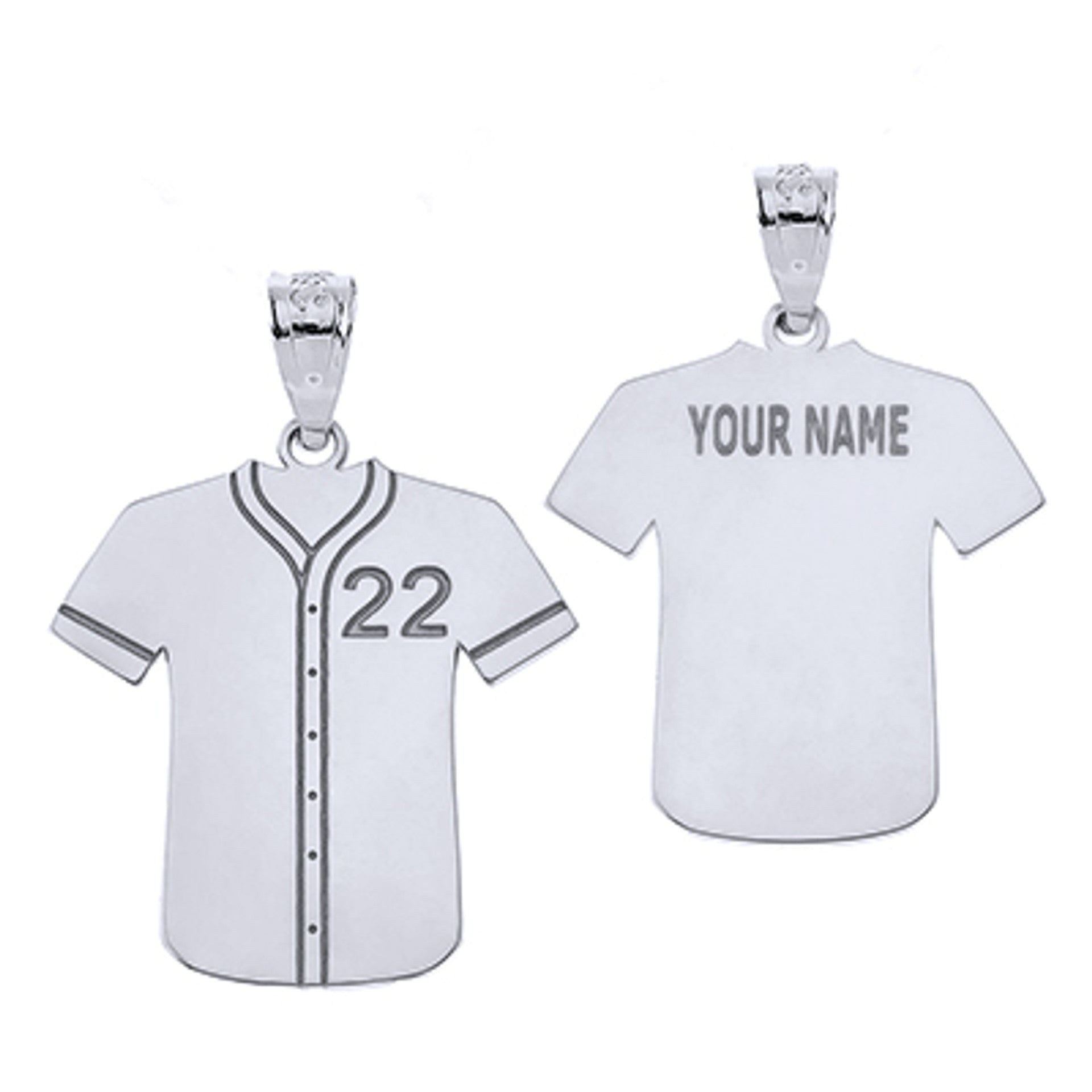 Gold Engravable Baseball/Softball Jersey Number Sports Pendant Necklace (Available in Yellow/Rose/White Gold)