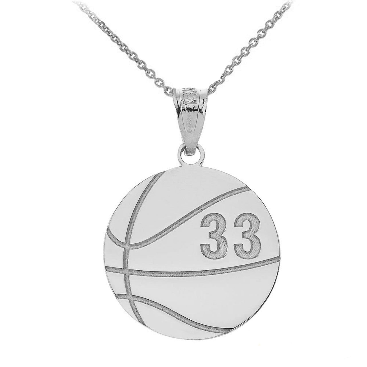 Personalized Engravable Silver Basketball Charm Necklace With Your Number And Name