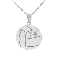 Gold Custom Engravable Volleyball Sports Pendant Necklace (Available in Yellow/Rose/White Gold)