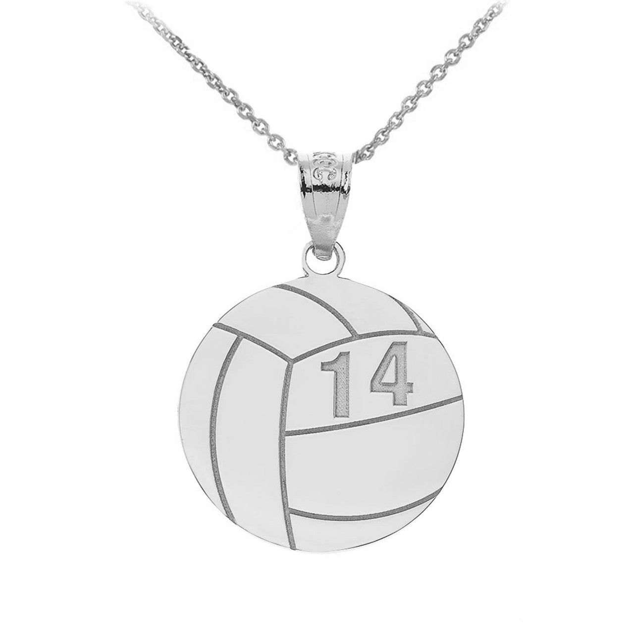 .925 Sterling Silver Custom Engravable Volleyball Sports Pendant Necklace