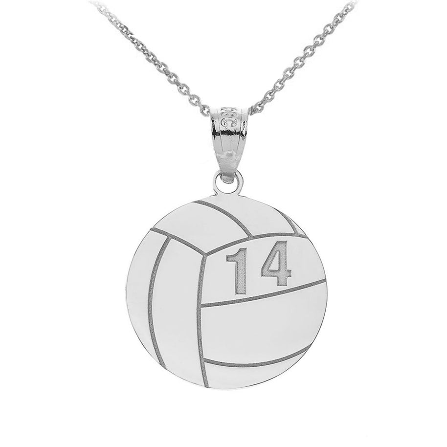 .925 Sterling Silver Custom Engravable Volleyball Sports Pendant Necklace