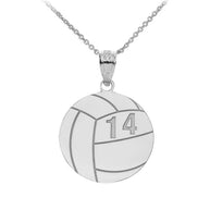 .925 Sterling Silver Custom Engravable Volleyball Sports Pendant Necklace