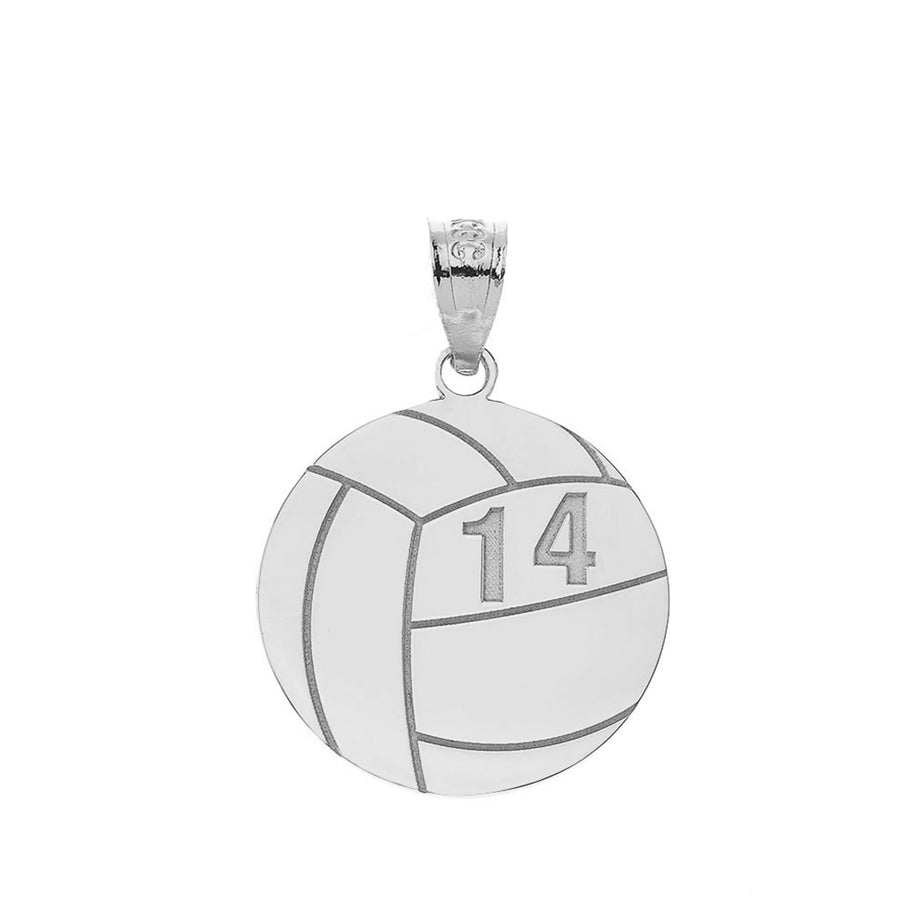 .925 Sterling Silver Custom Engravable Volleyball Sports Pendant Necklace