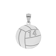 .925 Sterling Silver Custom Engravable Volleyball Sports Pendant Necklace