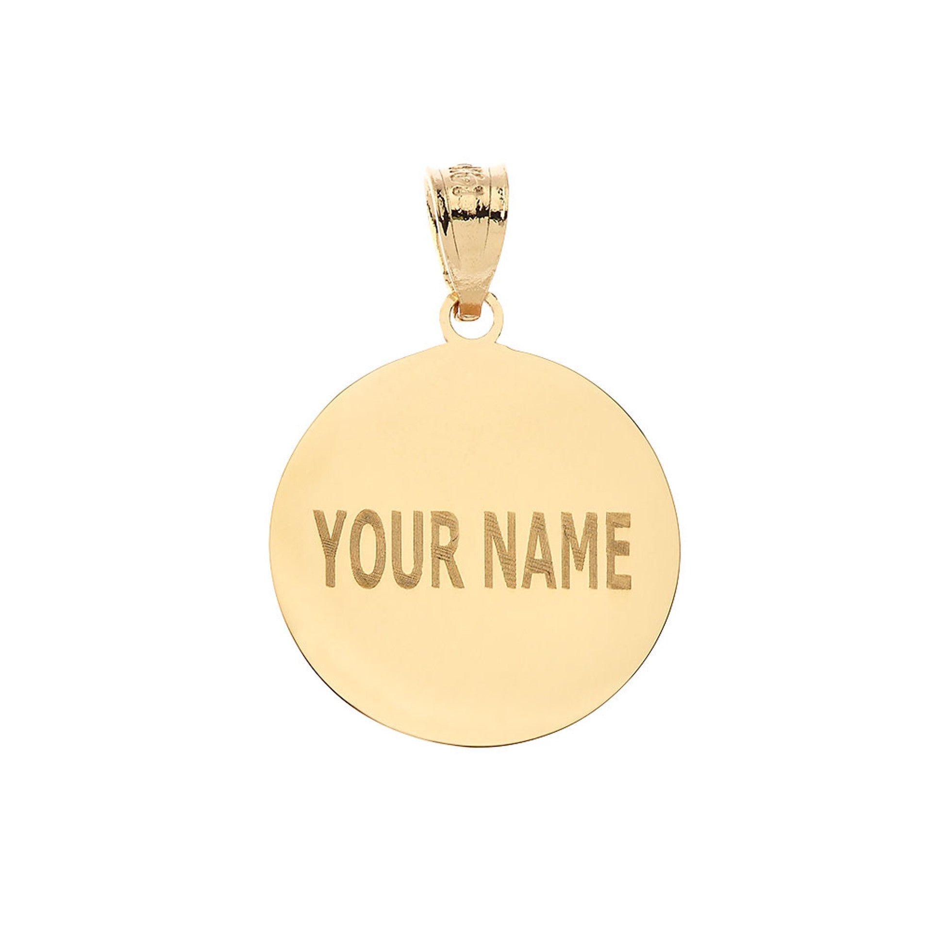 Gold Custom Engravable Volleyball Sports Pendant Necklace (Available in Yellow/Rose/White Gold)