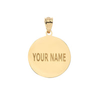 Gold Custom Engravable Volleyball Sports Pendant Necklace (Available in Yellow/Rose/White Gold)