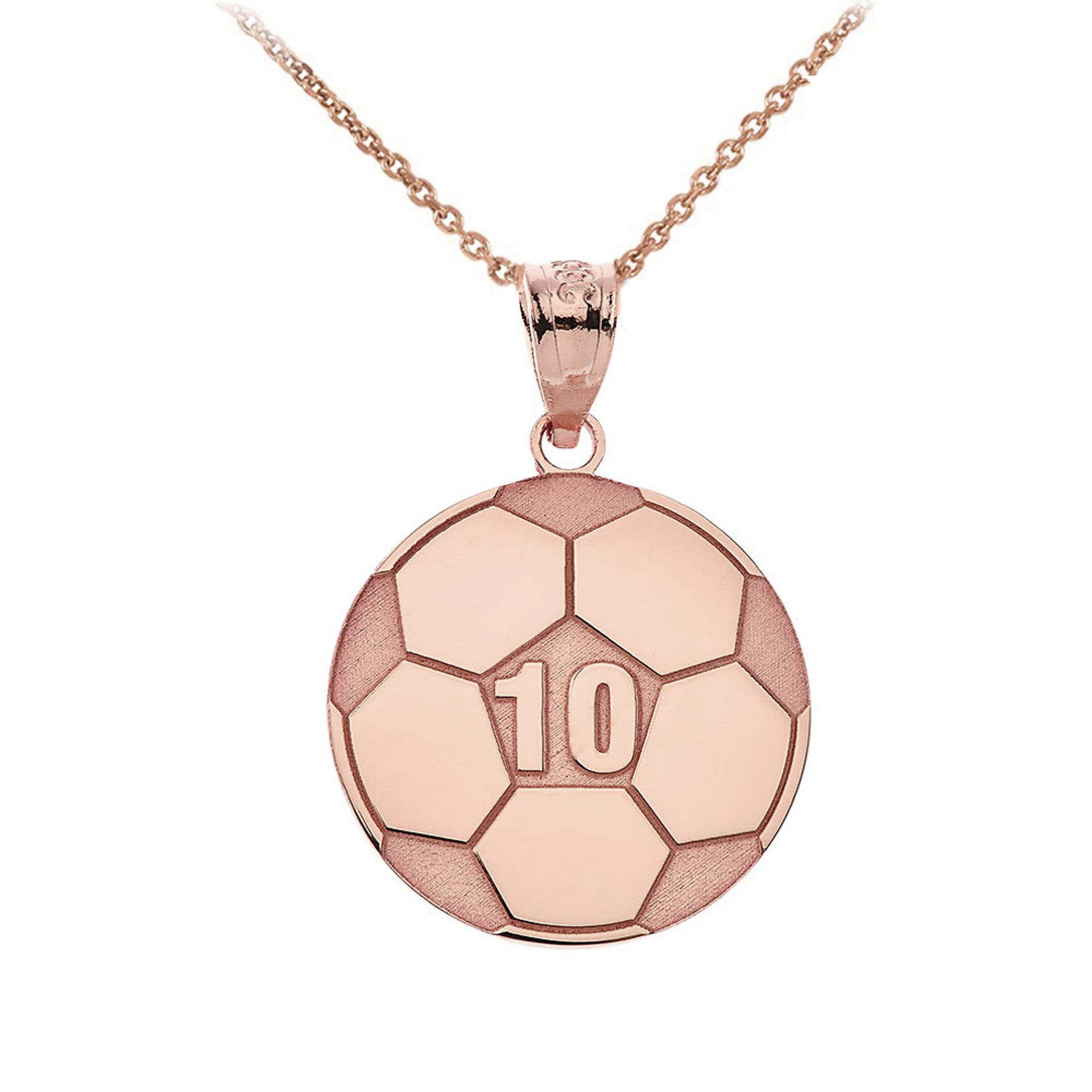 Gold Personalized Soccer Ball Engravable Name & Number Fútbol Sports Pendant Necklace