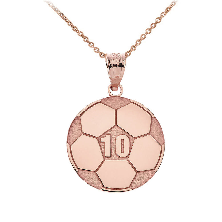 Gold Personalized Soccer Ball Engravable Name & Number Fútbol Sports Pendant Necklace