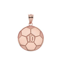 Gold Personalized Soccer Ball Engravable Name & Number Fútbol Sports Pendant Necklace