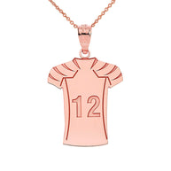 Gold Custom Engravable Name & Number Football Jersey Sports Pendant Necklace (Available in Yellow/Rose/White Gold)