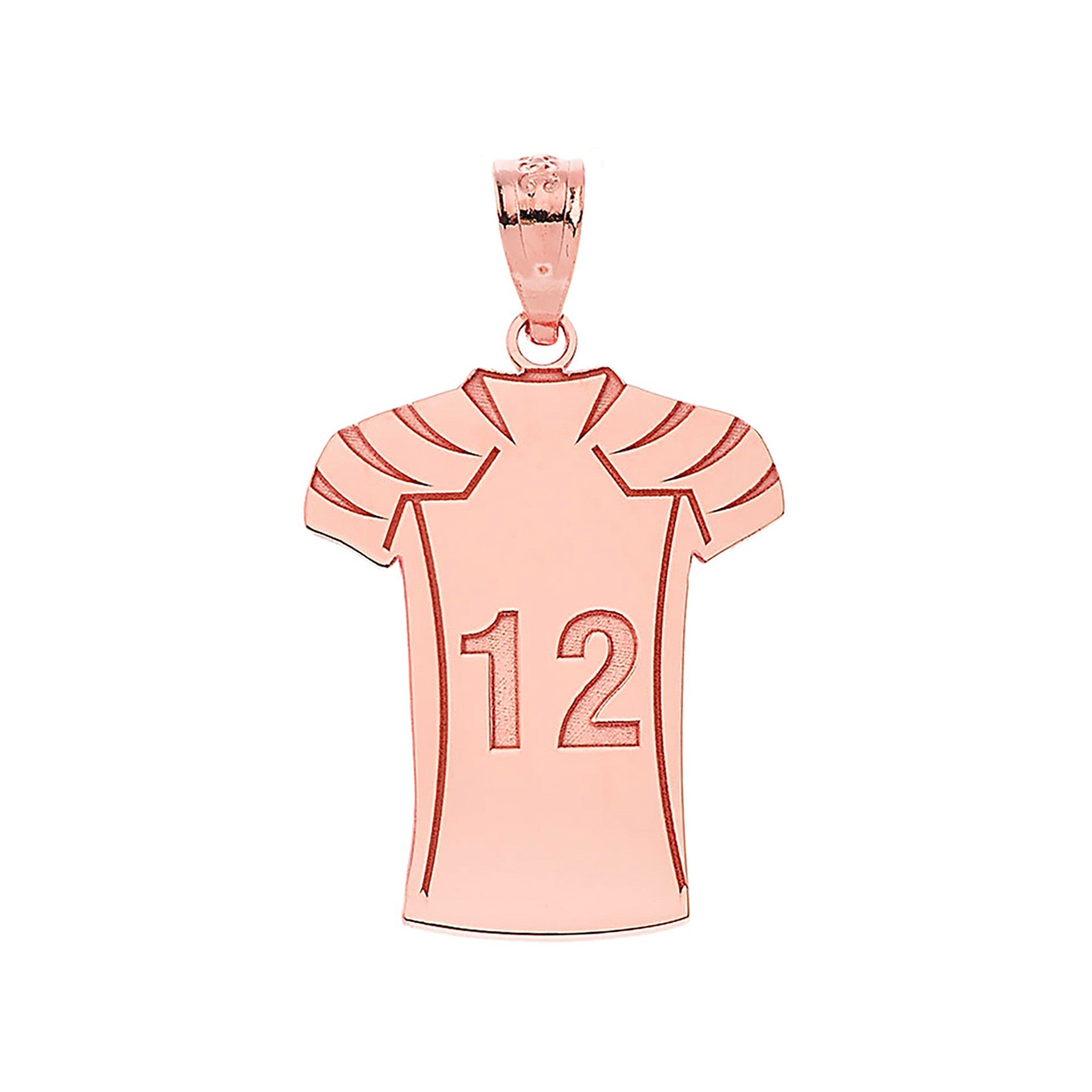 Gold Custom Engravable Name & Number Football Jersey Sports Pendant Necklace (Available in Yellow/Rose/White Gold)
