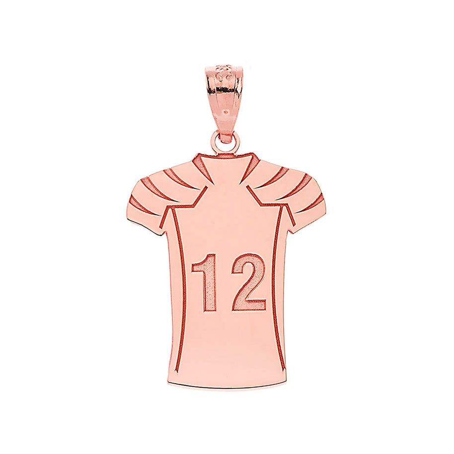 Gold Custom Engravable Name & Number Football Jersey Sports Pendant Necklace (Available in Yellow/Rose/White Gold)