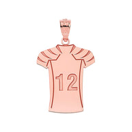 Gold Custom Engravable Name & Number Football Jersey Sports Pendant Necklace (Available in Yellow/Rose/White Gold)