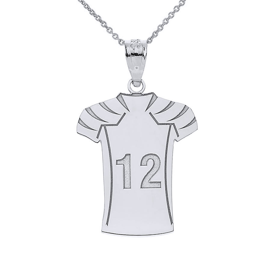 Gold Custom Engravable Name & Number Football Jersey Sports Pendant Necklace (Available in Yellow/Rose/White Gold)