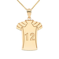 Gold Custom Engravable Name & Number Football Jersey Sports Pendant Necklace (Available in Yellow/Rose/White Gold)