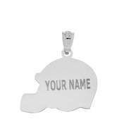 .925 Sterling Silver Personalized Football Helmet Engravable Name & Number Sports Pendant Necklace