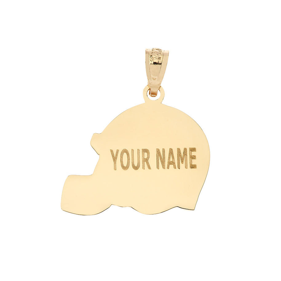 Gold Personalized Football Helmet Engravable Name & Number Sports Pendant Necklace (Available in Yellow/Rose/White)