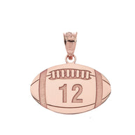 Gold Football Engravable Name & Number Sports Pendant Necklace (Available in Yellow/Rose/White Gold)