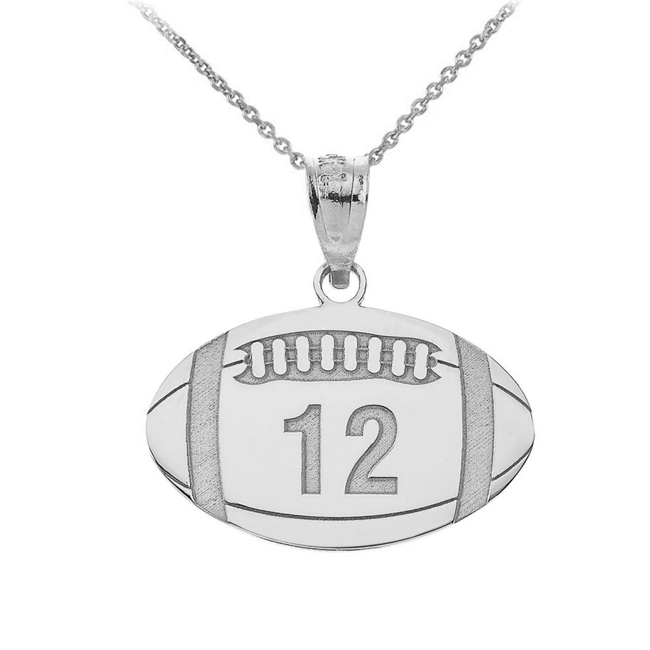 .925 Sterling Silver Personalized Football Engravable Name & Number Sports Pendant Necklace