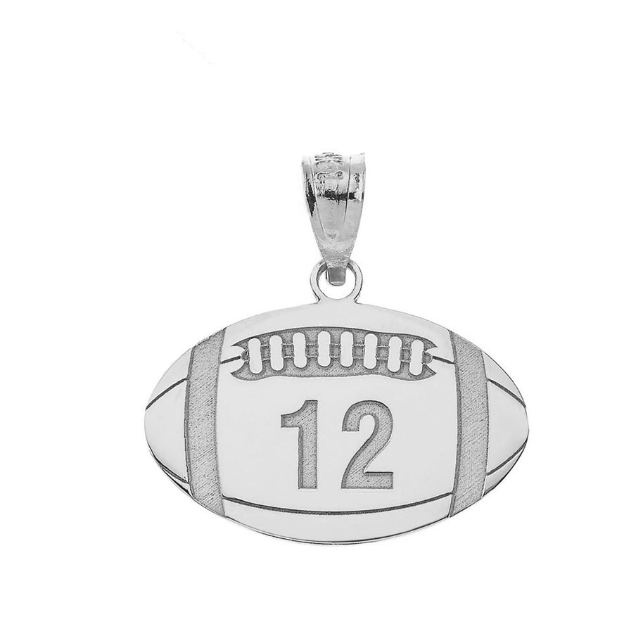 .925 Sterling Silver Personalized Football Engravable Name & Number Sports Pendant Necklace