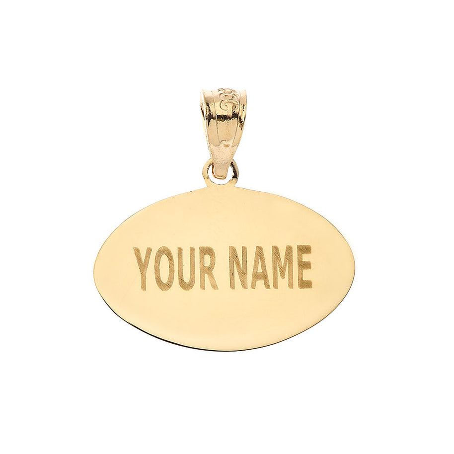 Gold Football Engravable Name & Number Sports Pendant Necklace (Available in Yellow/Rose/White Gold)