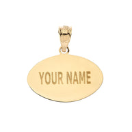 Gold Football Engravable Name & Number Sports Pendant Necklace (Available in Yellow/Rose/White Gold)